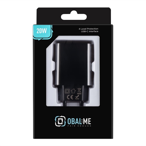 Зарядно OBAL-ME Wall Charger, USB-C, 20W, Черен