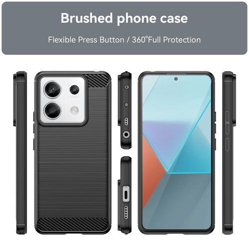 Силиконов калъф Carbon Fibre Brushed за Xiaomi Redmi Note 13 Pro 5G / Poco X6, Черен