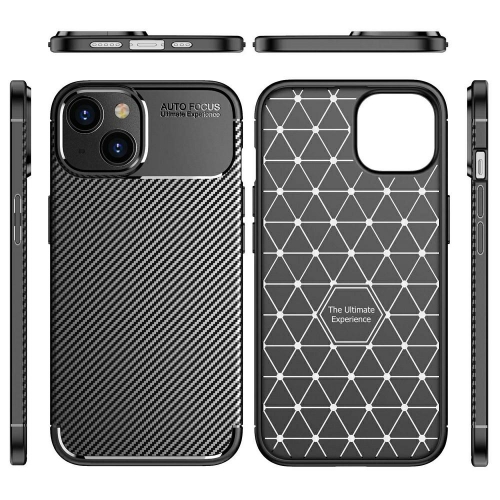 Силиконов калъф Carbon Fiber Texture за iPhone 15, Черен