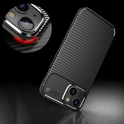 Силиконов калъф Carbon Fiber Texture за iPhone 15, Черен