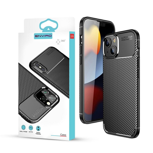 Силиконов калъф Carbon Fiber Texture за iPhone 15, Черен