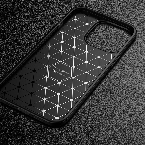 Силиконов калъф Carbon Fiber Texture за iPhone 15 Pro, Черен
