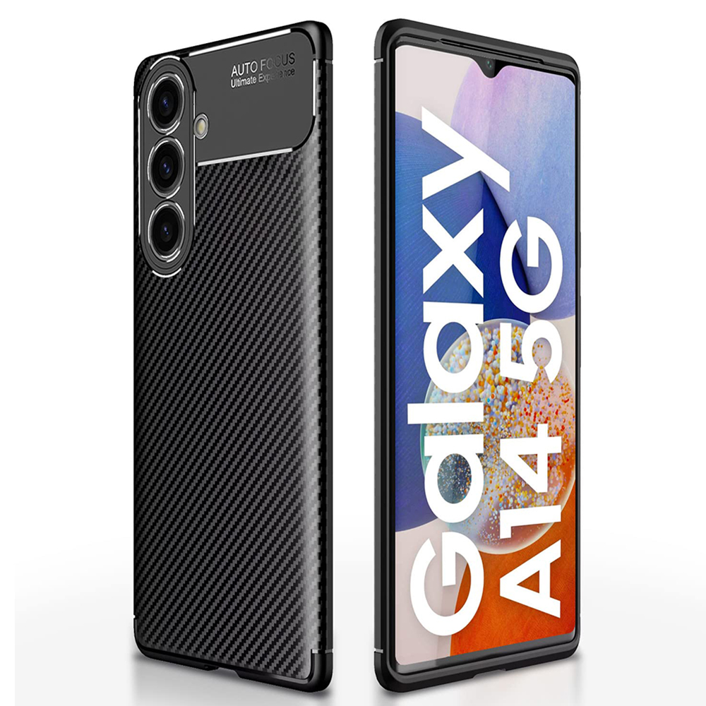 Силиконов калъф Carbon Fiber Texture за Samsung Galaxy A14, Черен
