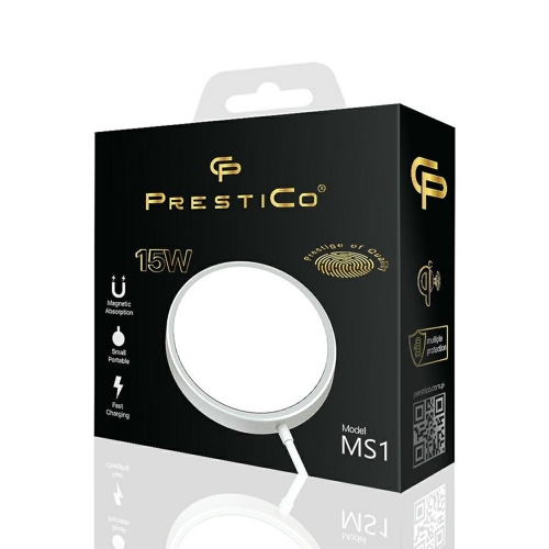 Безжично зарядно Prestico MS1, MagSF Wireless, 15W, Бял