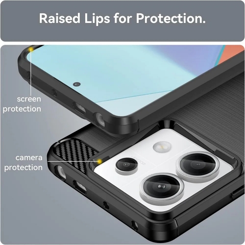 Силиконов Калъф Carbon Fibre Brushed за Xiaomi Redmi Note 13 Pro 4G / Poco M6 Pro, Черен