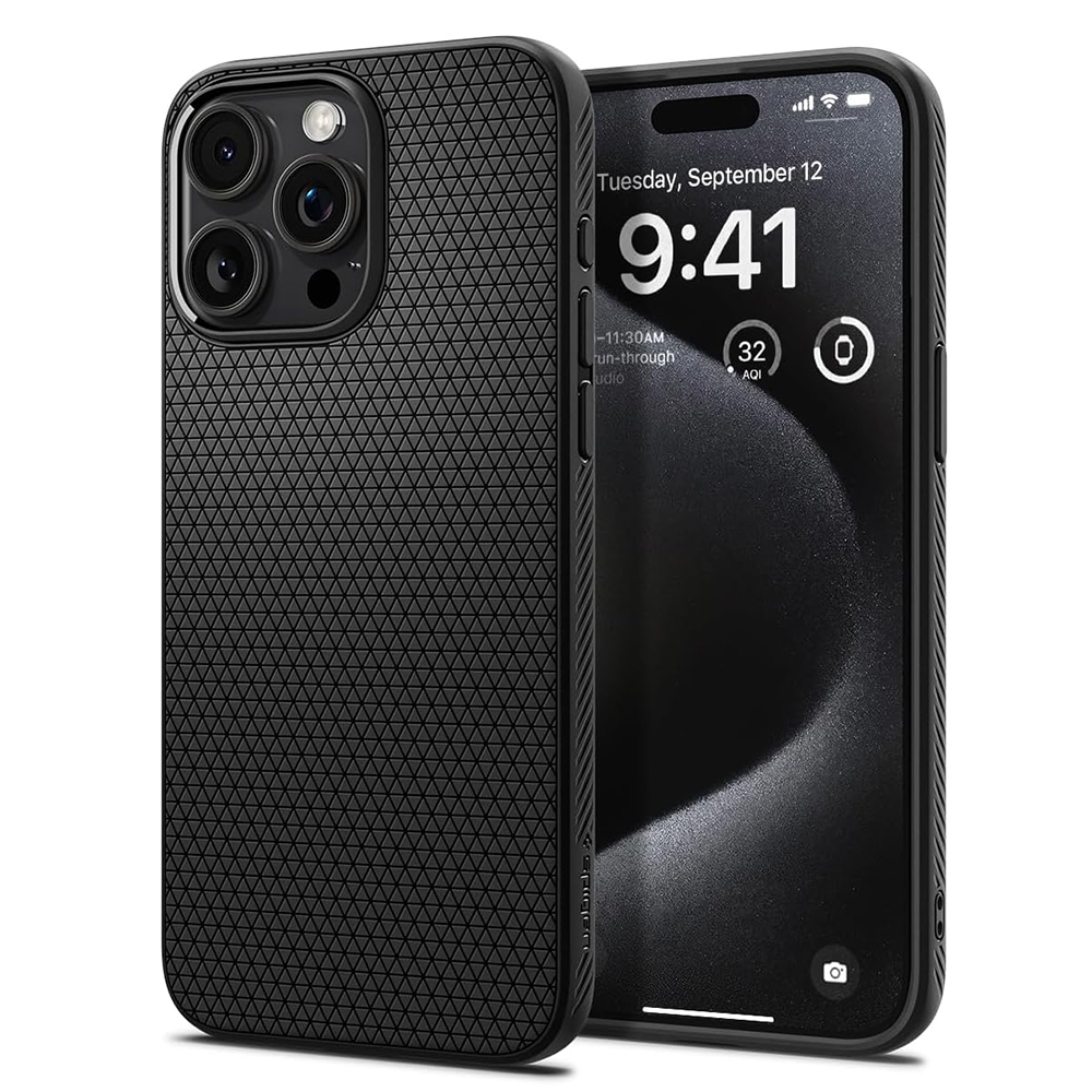 Удароустойчив Калъф Spigen Liquid Air за iPhone 15 Pro Max, ACS06562, Matte, Черен