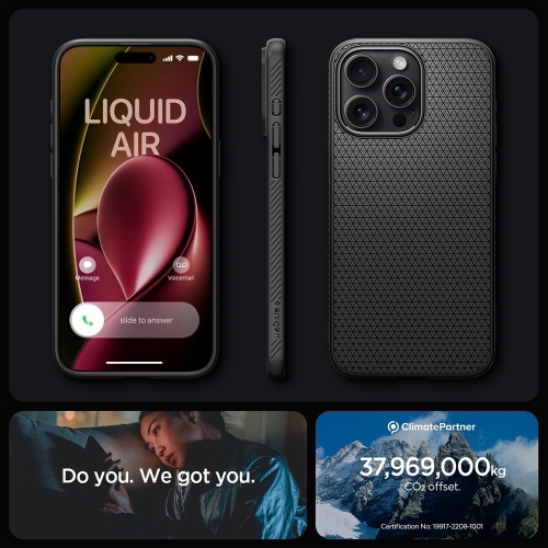 Удароустойчив Калъф Spigen Liquid Air за iPhone 15 Pro Max, ACS06562, Matte, Черен
