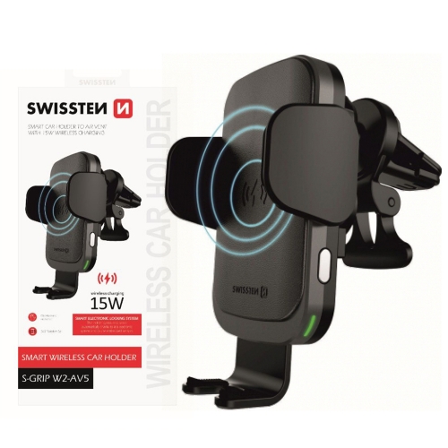 Стойка за кола SWISSTEN Wireless Car S-GRIP W2-AV5, 15W , Черен