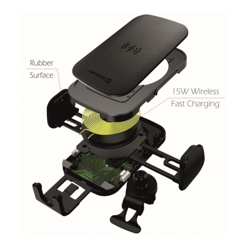 Стойка за кола SWISSTEN Wireless Car S-GRIP W2-AV5, 15W , Черен