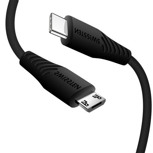 Кабел SWISSTEN  USB-C към Micro USB, 1.0 m, Черен