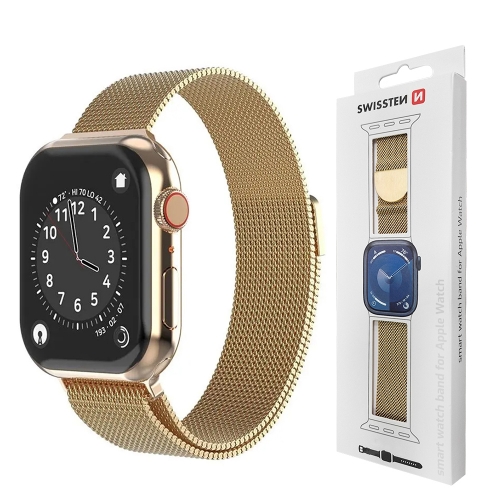 Метална каишка SWISSTEN за Apple Watch 1/2/3/4/5/6/7/SE 38/40/41mm, Златист