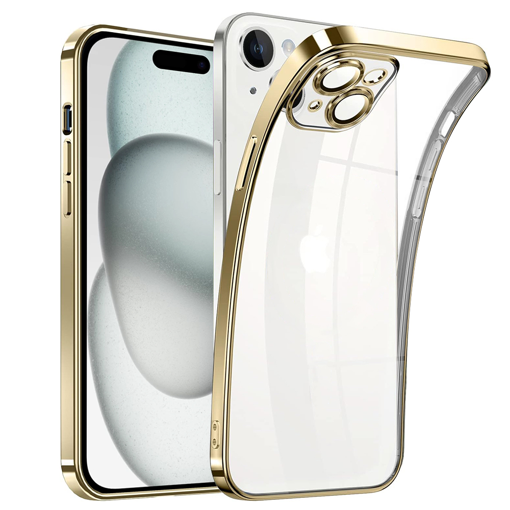 Силиконов калъф Luxury за iPhone 15, Златист