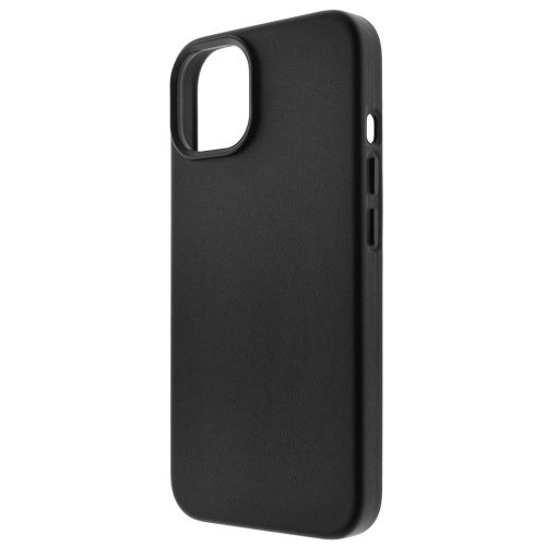 Пластмасов калъф Mag Leather за iPhone 15, Черен