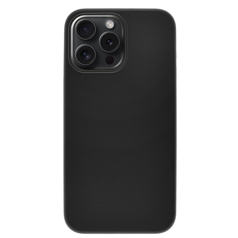 Пластмасов калъф Mag Leather за iPhone 15 Pro Max, Черен