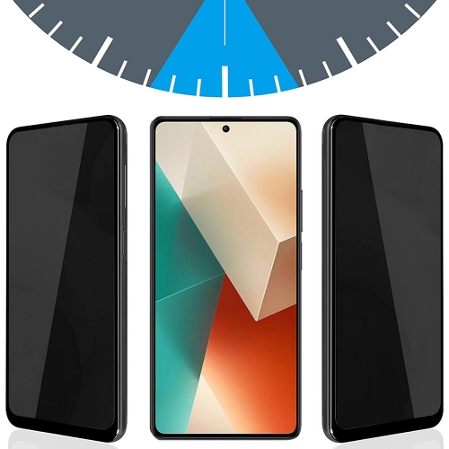 Стъклен протектор 5D Full Glue Privacy за Xiaomi Redmi Note 13 5G, Черен