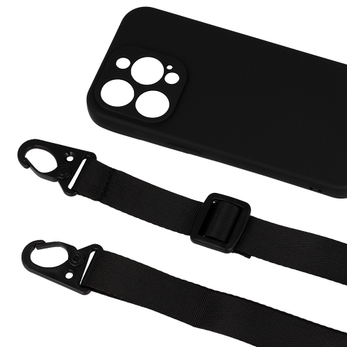 Силиконов калъф Strap D2 Silicone за iPhone 13 Pro, Черен