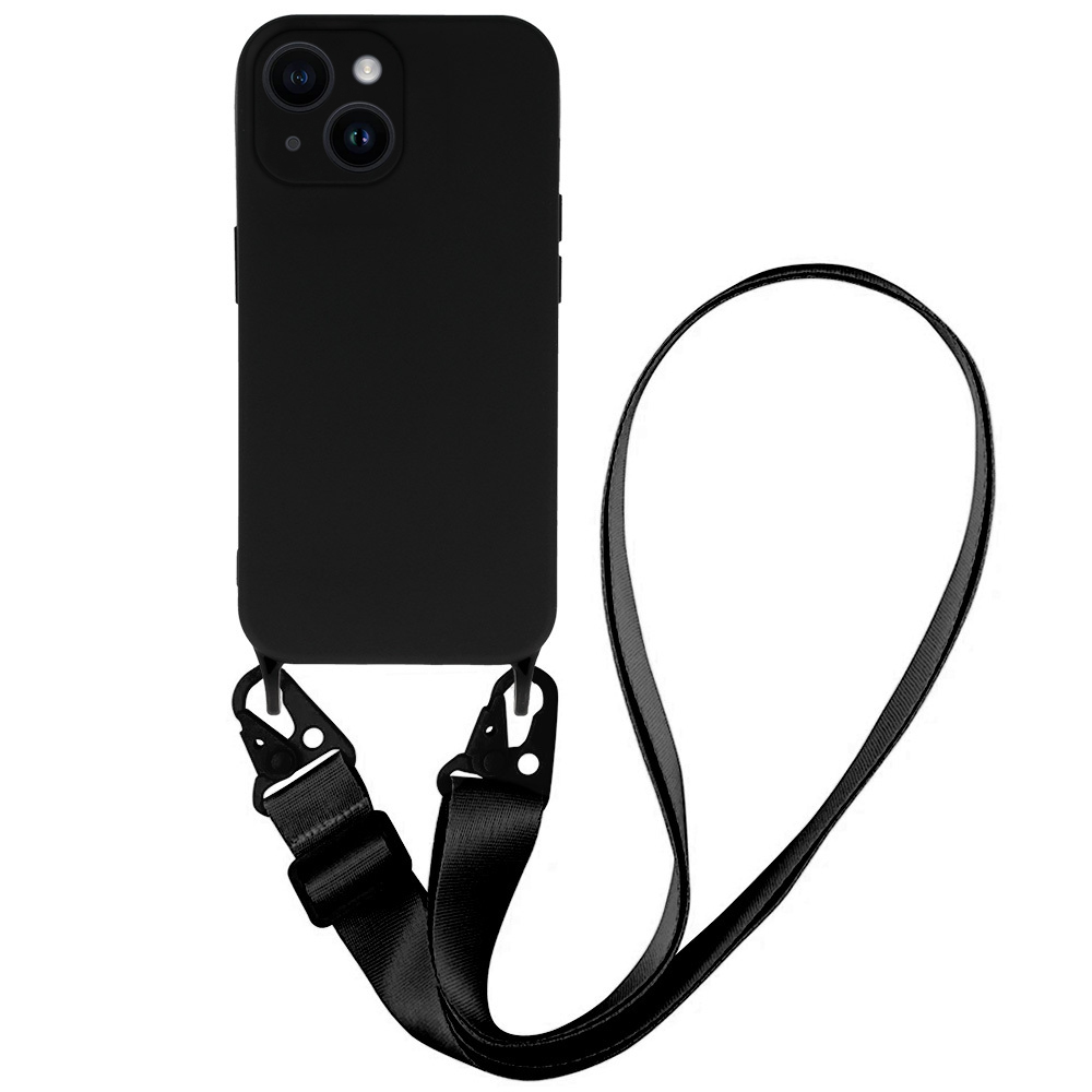 Силиконов калъф Strap D2 Silicone за iPhone 14, Черен