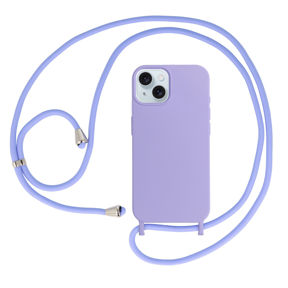 Силиконов калъф Strap Silicone за iPhone 15, Лилав