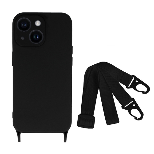 Силиконов калъф Strap D2 Silicone за iPhone 15, Черен