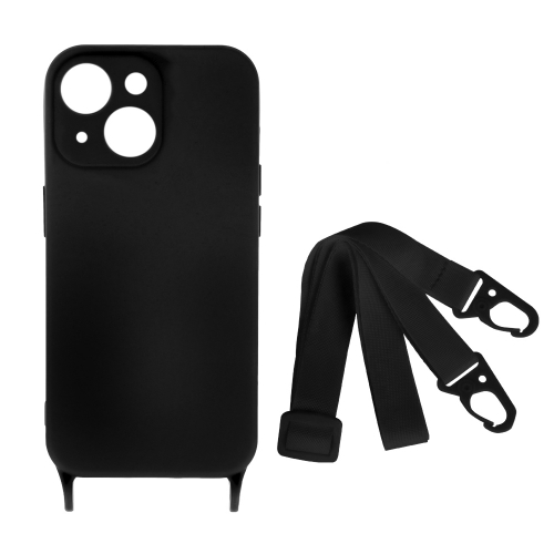 Силиконов калъф Strap D2 Silicone за iPhone 15, Черен
