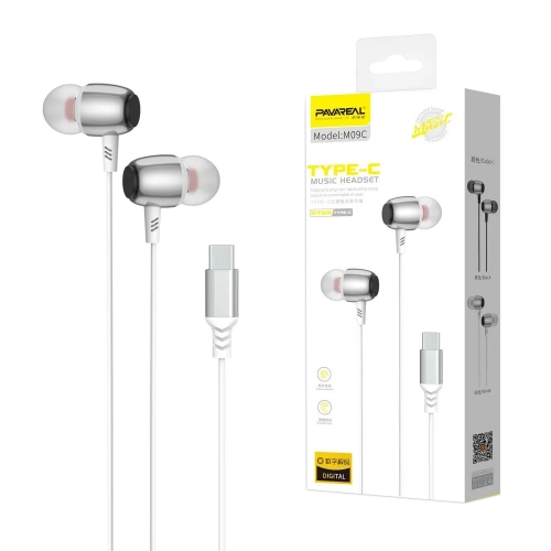 Слушалки с микрофон PAVAREAL PA-M09C, Type C, Бял