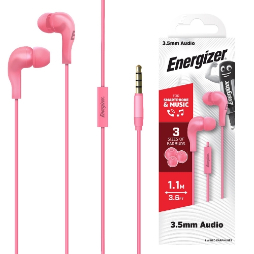 Слушалки с микрофон Energizer CIA5, Jack 3.5mm, Розов