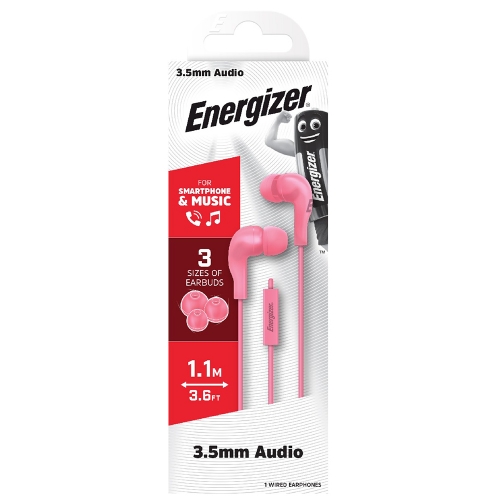 Слушалки с микрофон Energizer CIA5, Jack 3.5mm, Розов