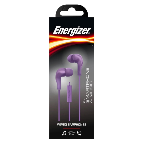 Слушалки с микрофон Energizer CIA5, Jack 3.5mm, Лилав