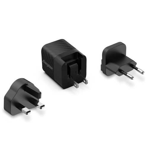 Зарядно устройство Energizer A20MU, USB-C, EU, UK, US, 20W, Черен