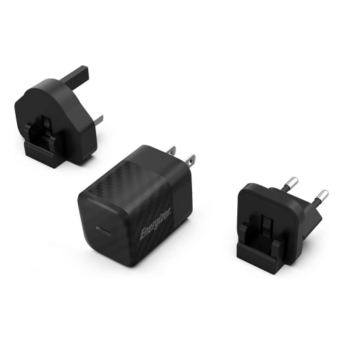 Зарядно устройство Energizer A20MU, USB-C, EU, UK, US, 20W, кабел Type C към Type C, Черен