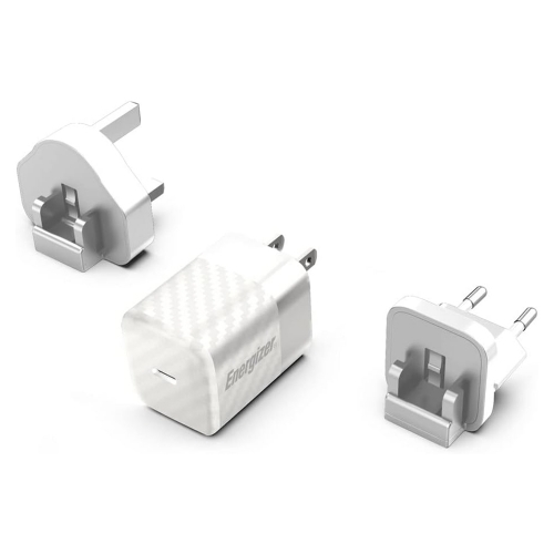 Зарядно устройство Energizer A20MU, USB-C, EU, UK, US, 20W, Бял