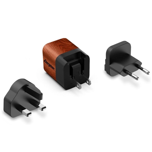 Зарядно устройство Energizer A20MU, USB-C, EU, UK, US, 20W, Дърво