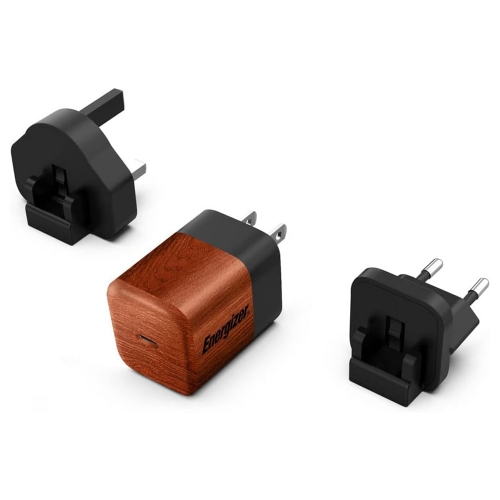 Зарядно устройство Energizer A20MU, USB-C, EU, UK, US, 20W, Дърво