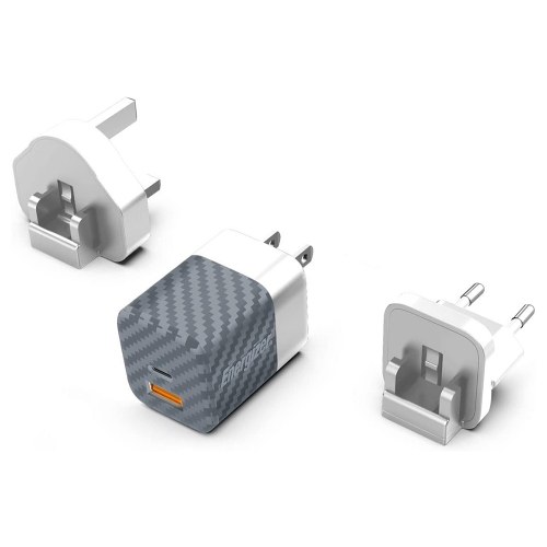 Зарядно устройство Energizer A38QMU, USB-C, USB, EU, UK, US, QC3.0, 38W, Сребрист