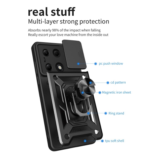 Удароустойчив калъф Slide Camera за Xiaomi Redmi Note 13 Pro 4G, Черен