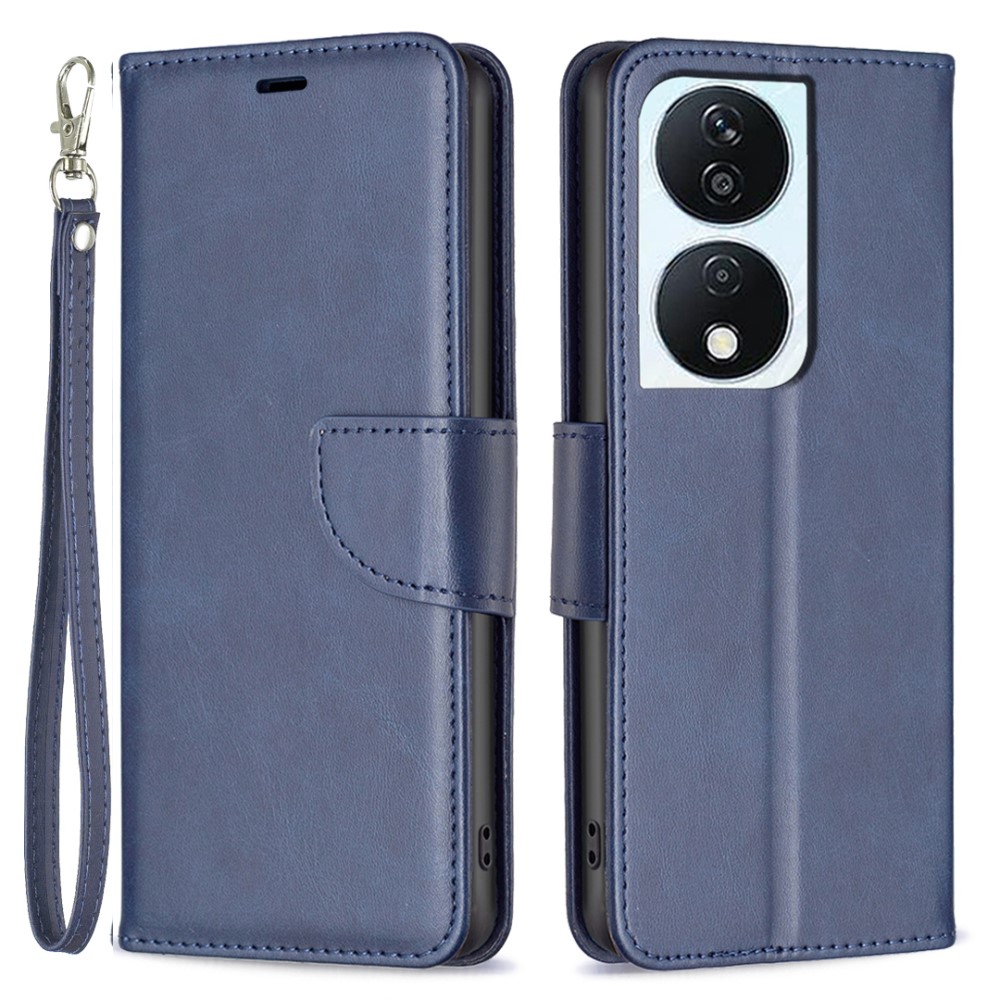 Калъф тефтер Leather Wallet за Huawei Honor X7b, Син