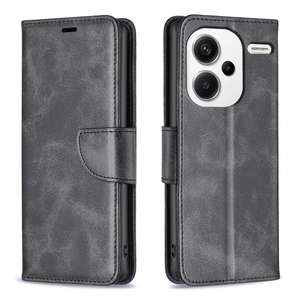Калъф тефтер Leather Wallet за Xiaomi Redmi Note 13 Pro+ 5G, Черен