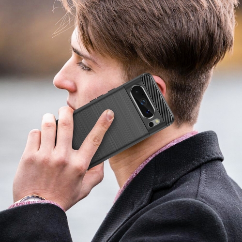 Силиконов Калъф Carbon за Google Pixel 8 Pro, Черен