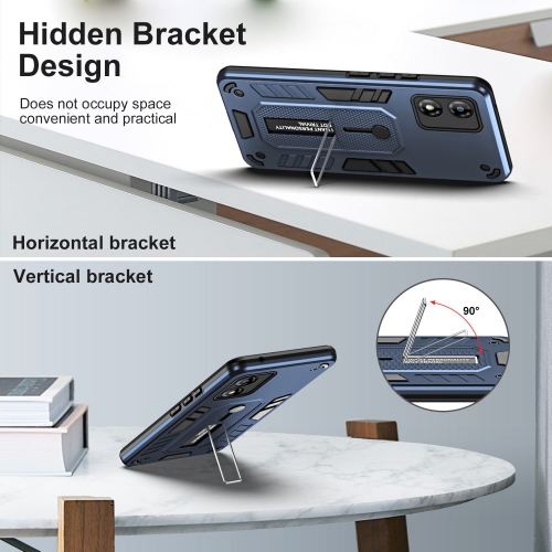 Удароустойчив калъф за Motorola Moto E13, Finger Hoder, Bracket, Син
