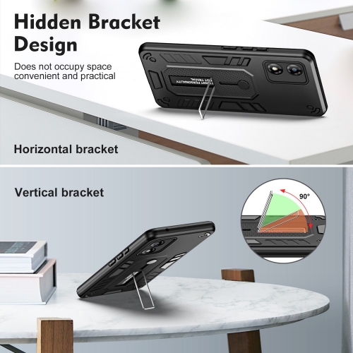 Удароустойчив калъф за Motorola Moto E13, Finger Hoder, Bracket, Черен