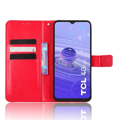 Калъф Тефтер Crazy Horse за TCL 40R 5G, Червен