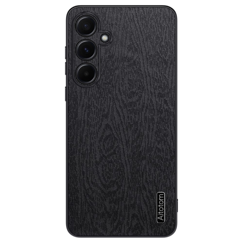 Удароустойчив калъф Wood Leather за Samsung Galaxy A55 5G, Черен