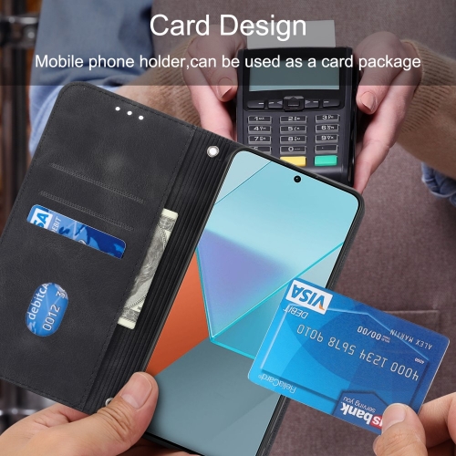 Калъф тефтер Wallet за Xiaomi Redmi Note 13 5G, Черен