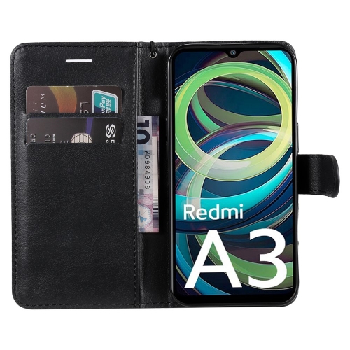 Калъф тефтер Leather 2 за Xiaomi Redmi A3, Черен
