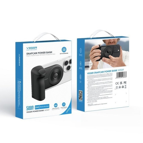 Външна батерия VEGER Tourist W0569, 5000mah, MagSF, QC3.0, PD, 20W, Черен