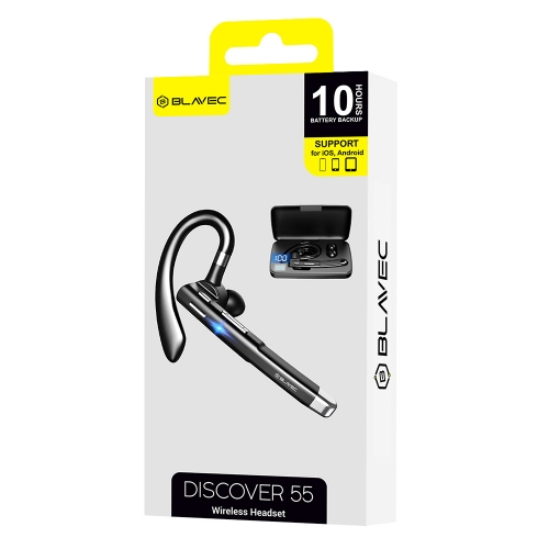 Слушалка Bluetooth Handsfree Blavec Discover 55,с кутия за зареждане BHDI55-B, HF, Черен
