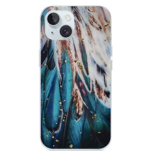 Силиконов калъф Gold Glam за iPhone 15, Пера