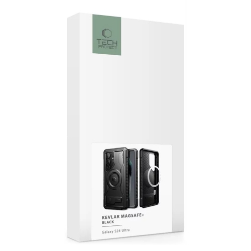 Калъф TECH-PROTECT Kevlar MagSafe за Samsung Galaxy S24 Ultra, 360 градуса, Черен
