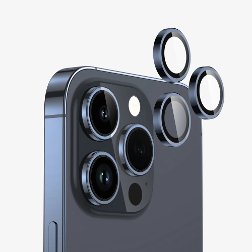 3D Стъклен Протектор за камерата на iPhone 15 Pro, Тъмно син