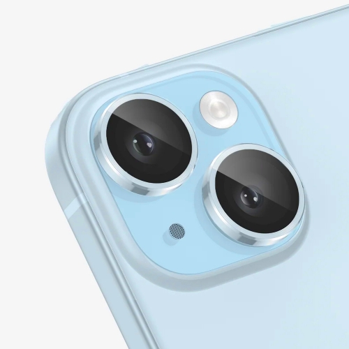3D Стъклен Протектор за камерата на iPhone 15 / 15 Plus, Светло син